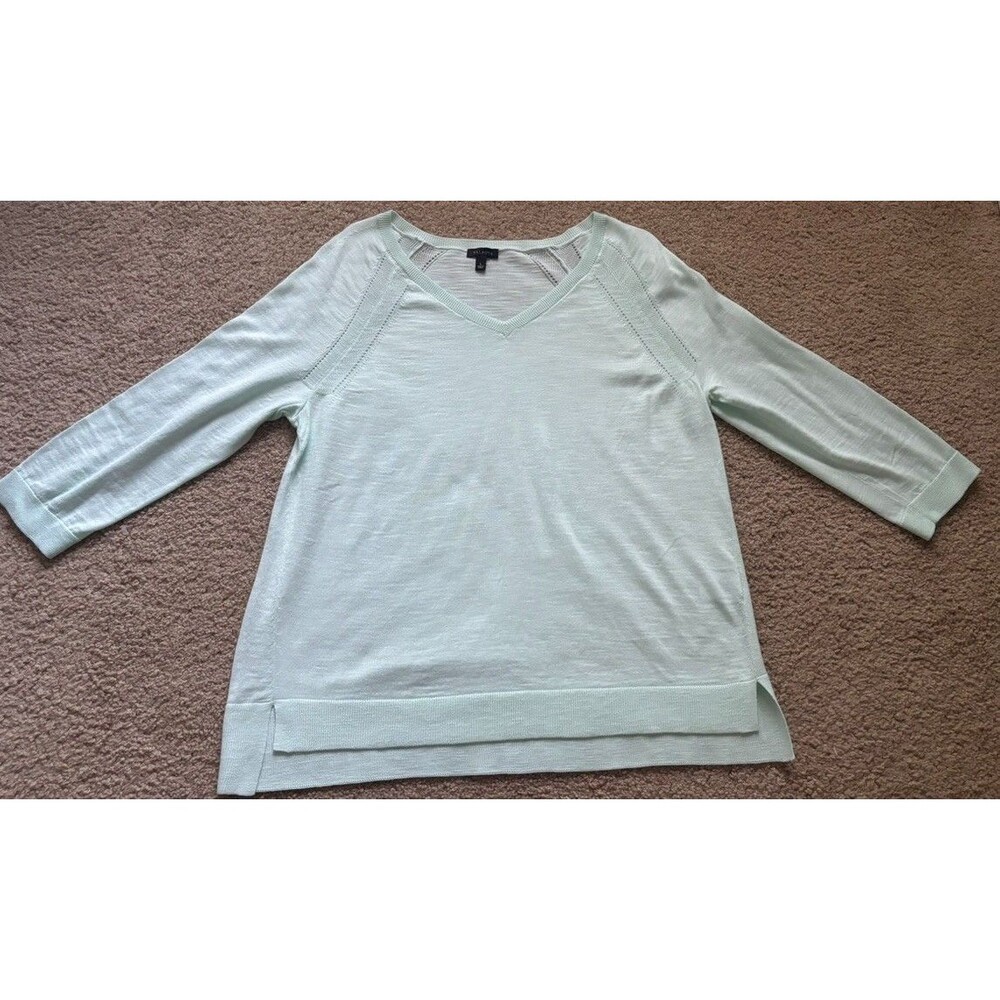 Talbots 100% cotton Mint knit Sweater Top Pullover Large Woman Lightweight